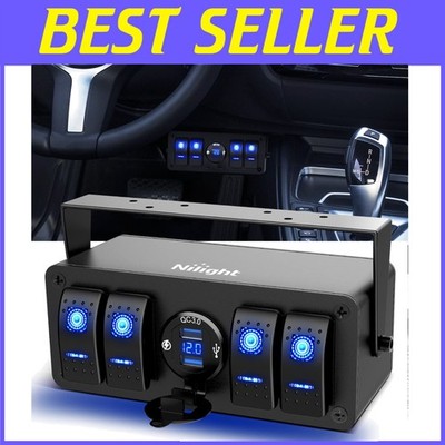 Compact Rocker Switch Panel with USB Charger, Voltmeter & Custom Stickers-