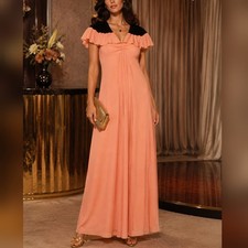 Union Made Vintage 1970s Peach Maxi Bridesmaid Prom Party Dress size 11