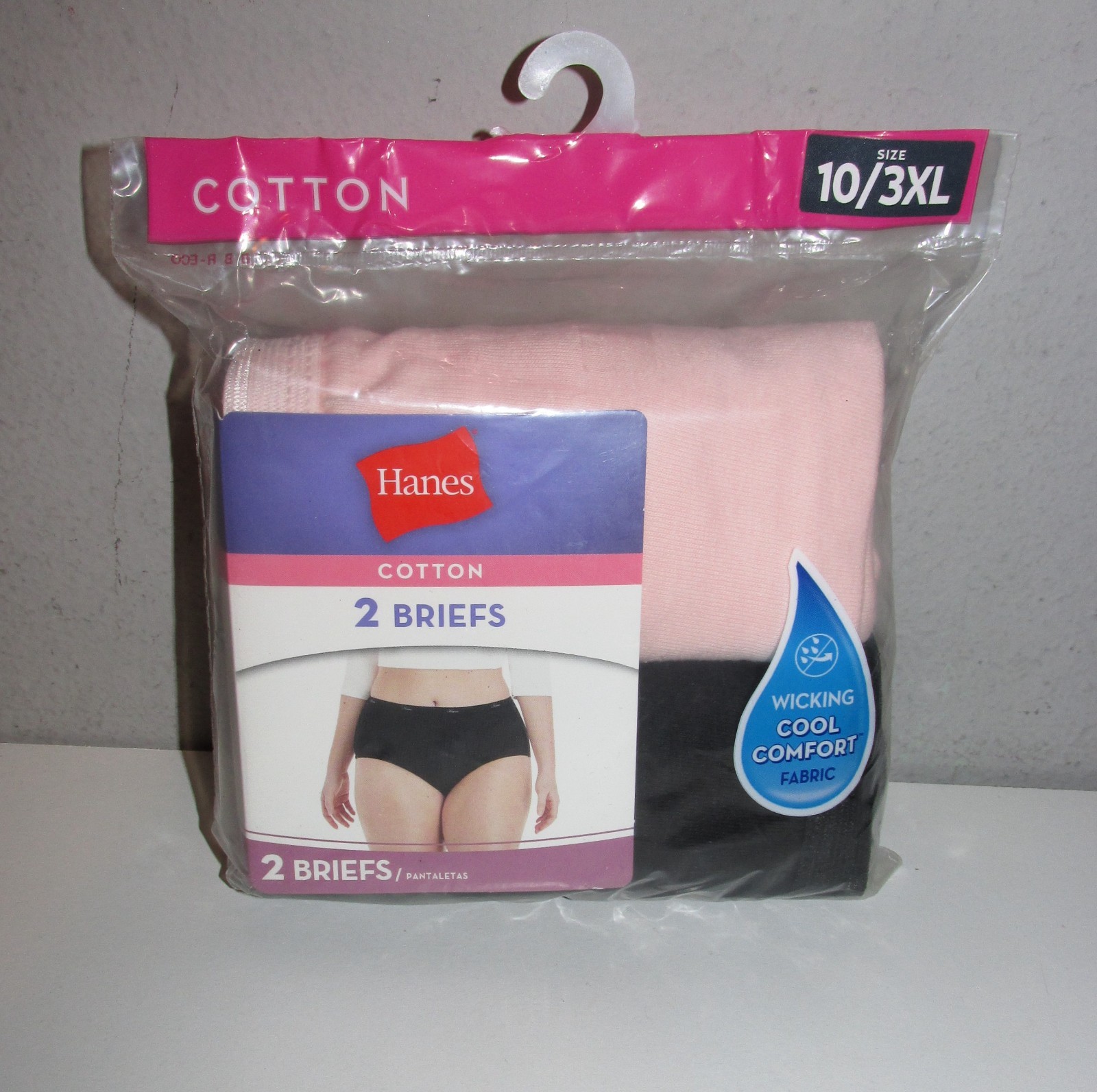 Womens Hanes Cotton Briefs 2 PACK (Size 3XL / 10) BRAND NEW W TAGS