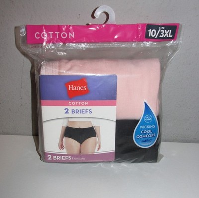 Womens Hanes Cotton Briefs 2 PACK (Size 3XL / 10) BRAND NEW W TAGS