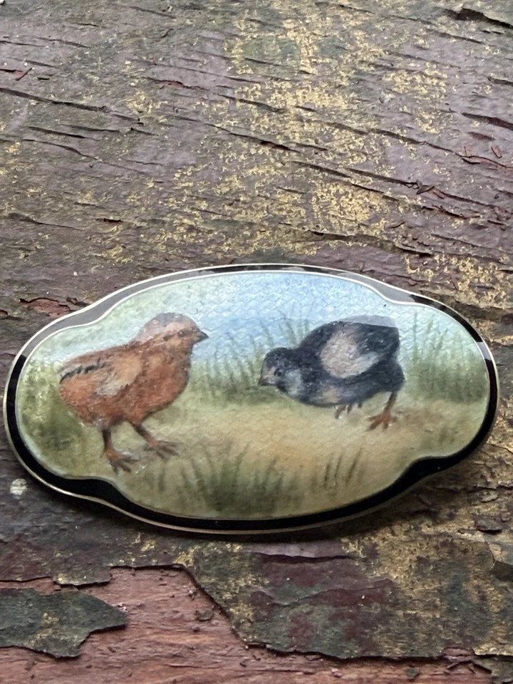 Spilla uccellino smaltato argento sterling Hjortdahl Norvegia norvegese... - Immagine 4 di 4