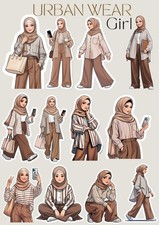Hijab Urban Wear Chic Girl Cartoon Stickers