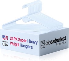 Super Heavy Duty Plastic Hangers, Made in USA, White Super Heavy Weight Hange...