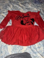Disney Minnie Mouse Red Tutu Dress Long Sleeve Tulle Skirt Girls