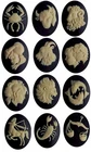 12pc Zodiac Cameo Set 40x30mm Zodiac Astrology Sign Horoscope Constellation Came