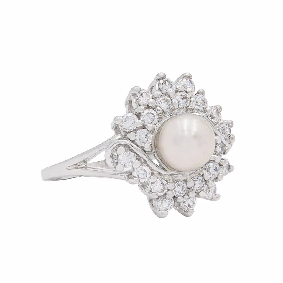 Anillo enchapado en platino Gold Coast Pearl circonita cúbica Sunburst, talla 8 Foto 2 de 4