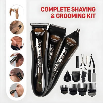 KEMEI 3-in-1 Portable Hair Clipper & Trimmer Rechargeable Grooming Kit