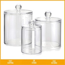 Clear Acrylic Apothecary Jar Set with Lids - 3 Sizes Bathroom Storage Decor