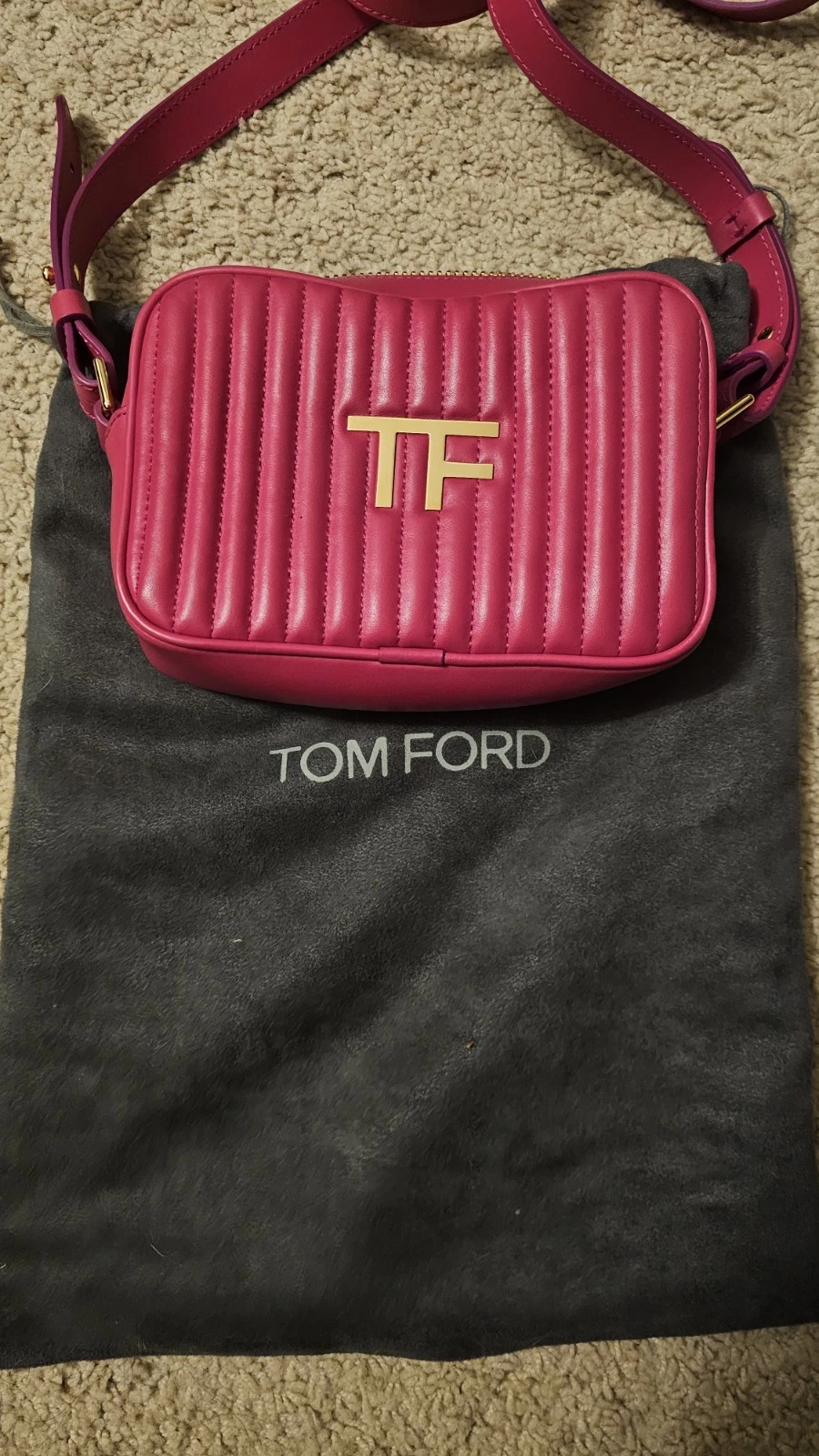 Tom Ford — Tom Ford Quilted Camera Bag MINT VINTAGE Rare Pink Gold Hardware
