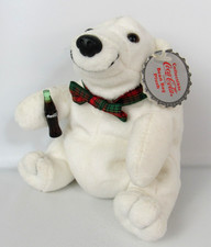 Coca-Cola Polar Bear 6" Bean Bag Plush w/ Bow  Mini Coke Bottle 1997 Style 0105