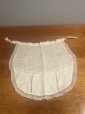 Antique Victorian handmade lace linen rare delicate embroidered apron excellent