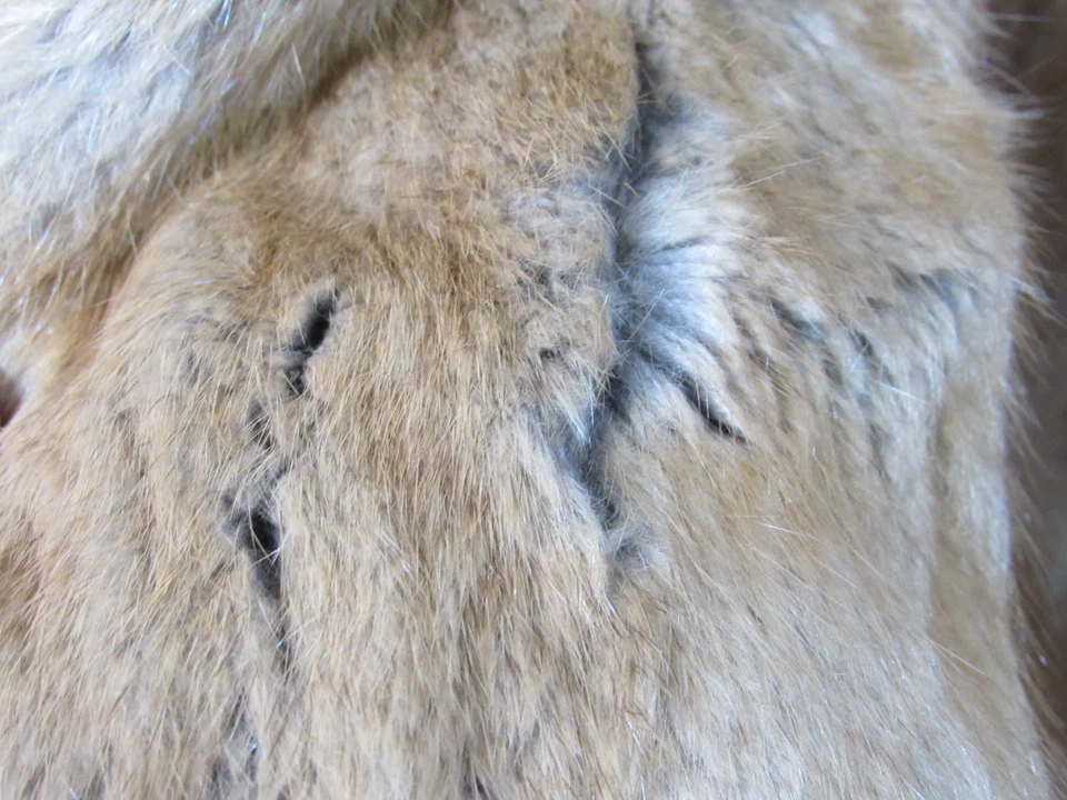 Abrigo largo de piel de coyote natural vintage - Chaqueta gabardina de piel trasera #JK Foto 3 de 4