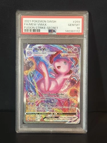 PSA 10 GEM MINT 2021 POKEMON SWSH FA/MEW VMAX 269/264 FUSION STRIKE SECRET🔥🔥
