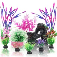 Fish Tank Accessories, Aquarium Fish Tank Plastic Plants and Cave Rock Decora...