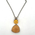 New! Lori Bonn Designer Silver & Druzy and Hydro Citrine Pendant And Chain