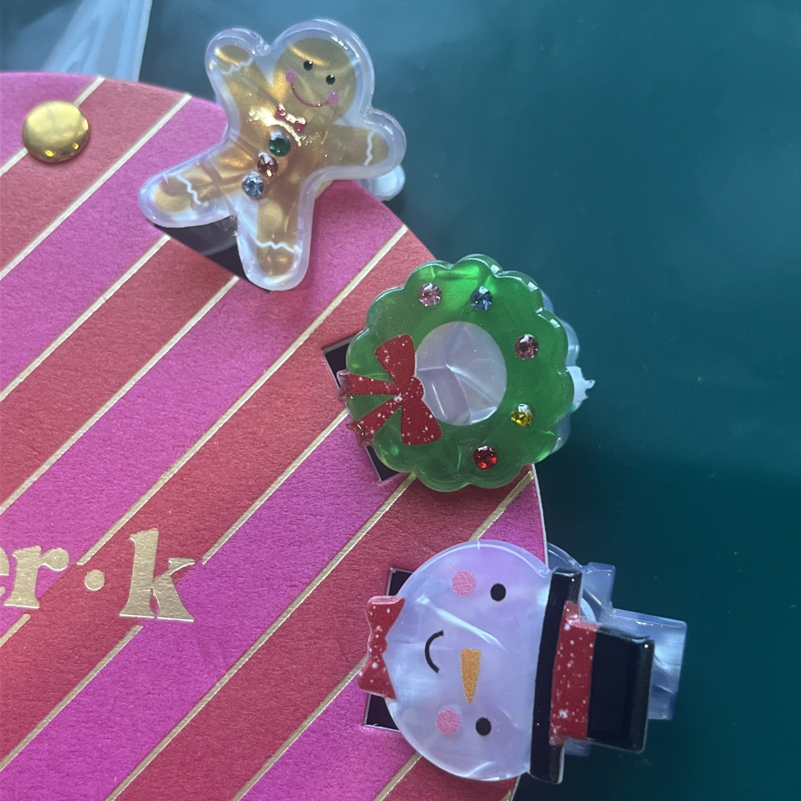 Piper K Christmas Holiday Hair Claws Santa Snowman Cute 10 Mini Hair Clips NEW