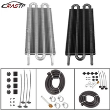 4 Row Remote Transmission Oil Cooler Auto-Manual Radiator Converter Black