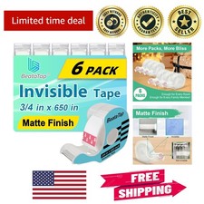 Value Pack Invisible Tape - 6 Rolls for Smooth Wrapping, Writable Easy to Use