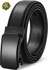 Men'S Ratchet Belt - Genuine Leather Belt for Dress and Casual with Automatic Bu