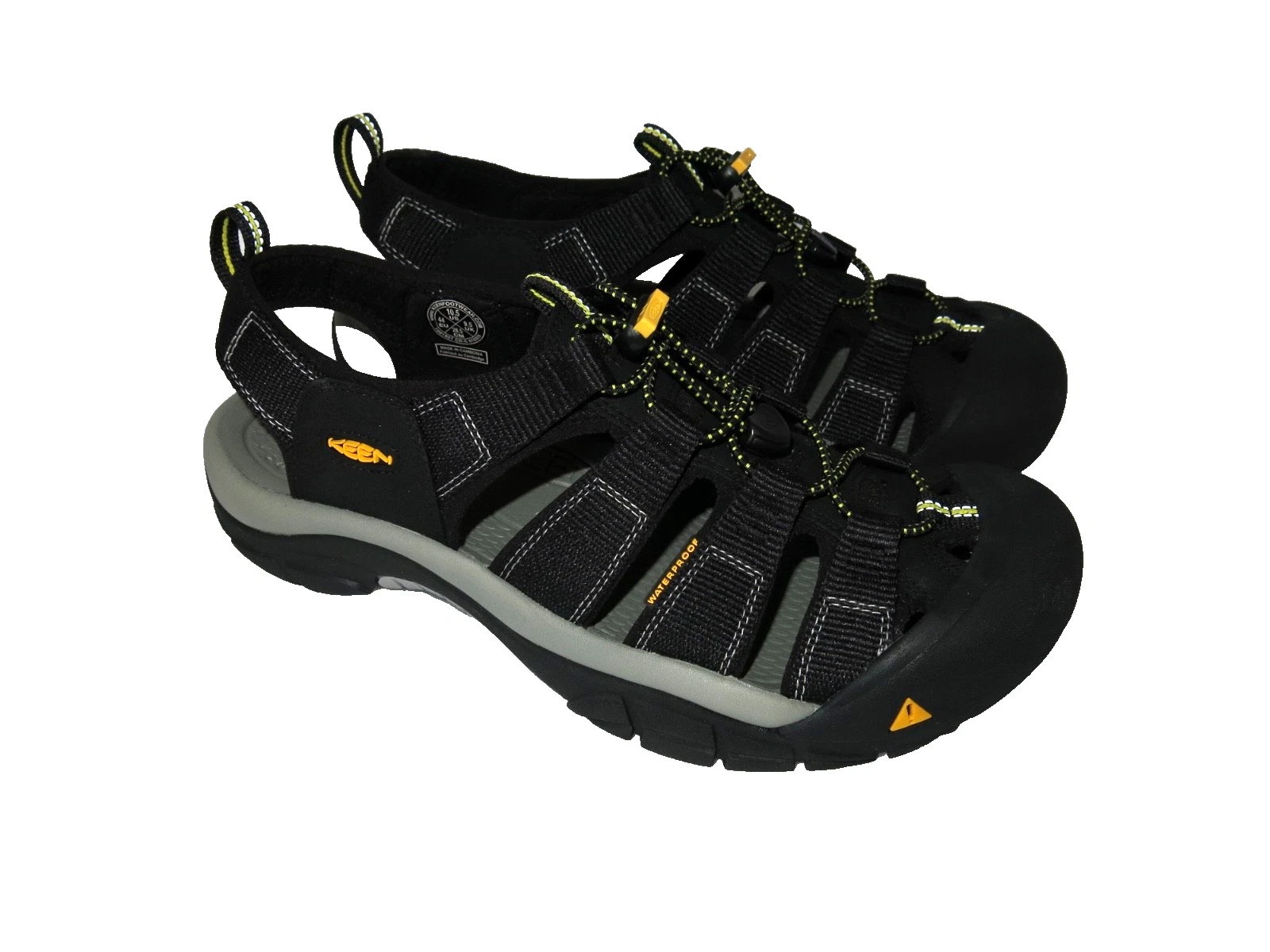 NWOB KEEN NEWPORT H2 BLACK YELLOW MENS WATERPROOF SANDALS SHOES SIZE 10 1/2