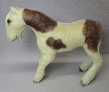 STEIFF Spotted/Pinto Horse 1950s 8" Tall As-Is Missing Button Mane Tail Bridle