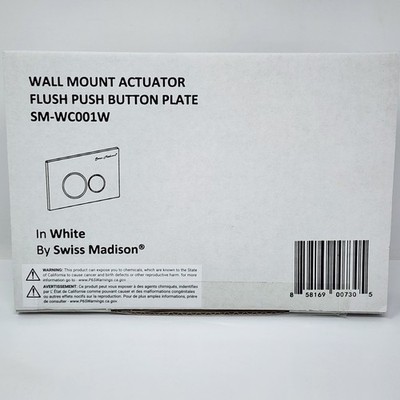 Swiss Madison Wall Mount Actuator SM-WC001W White Flush Push Button Plate