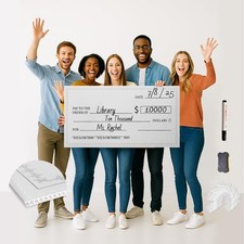 Giant Check for Presentations 36 x 16 Dry Erase Big Blank Check Fake Check Ov