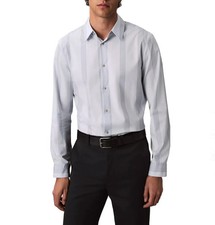 Calvin Klein Men's Slim Fit Yarn-Dyed Stripe Supima Stretch Shirt, L