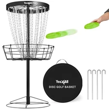 YES4ALL METAL PORTABLE DISC GOLF BASKET 24-CHAIN - BLACK