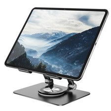 Tablet Stand Holder with 360  Rotating Base Dual Rod Aluminum Adjustable Tabl...