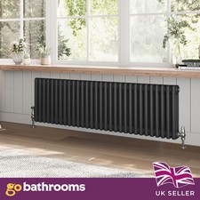 Black Horizontal Triple Panel Column Radiator Modern Central Heating 400x1370mm