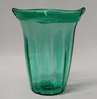 Blenko 6026 Wayne Husted Ribbed Double Spout Folded Lip Vase 10" Sea Green Glass