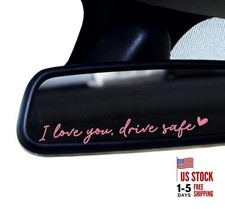 3 x I Love You, Drive Safe, Rearview Mirror Sticker, Car Mirror Decal, Pink
