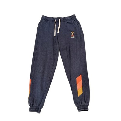 Rip Curl Navy Blue Fleece Joggers Sweatpants Retro Stripe Cuffed Small Womens