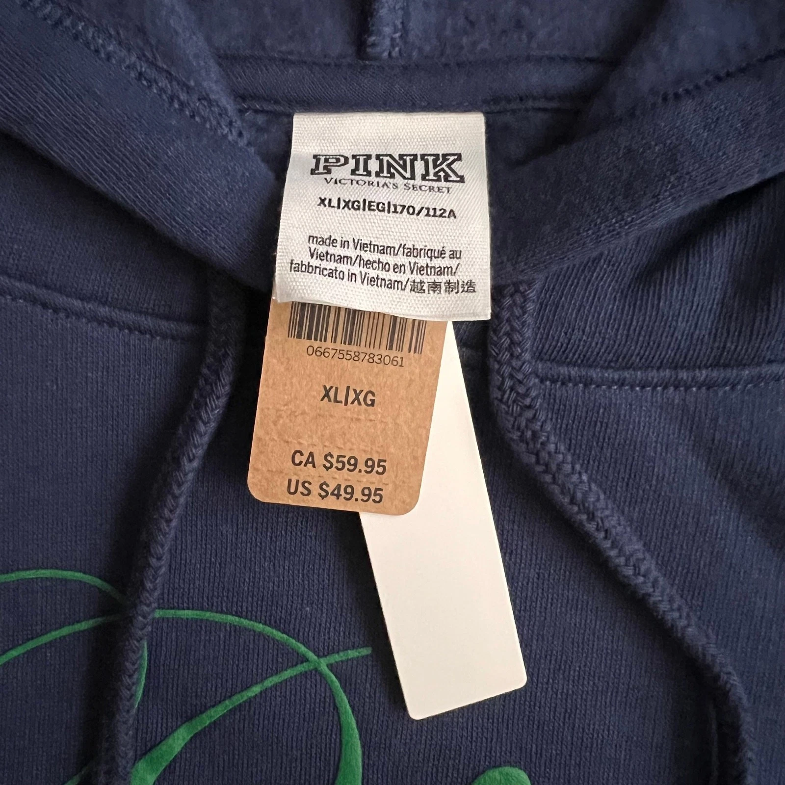 UNDERCOVER VICTORIA'S SECRET ROSA Felpa con cappuccio cropped in pile per tutti i giorni blu navy XL