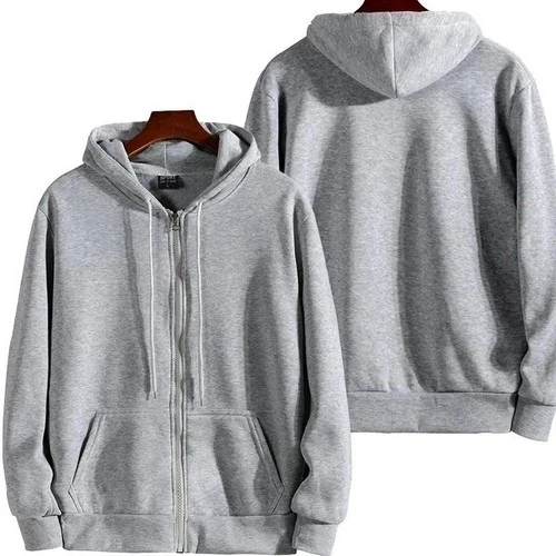 Men’s Zip Up Hoodie Black Gray White Hooded Sweatshirt Full Zip S-3XL - product listing photo