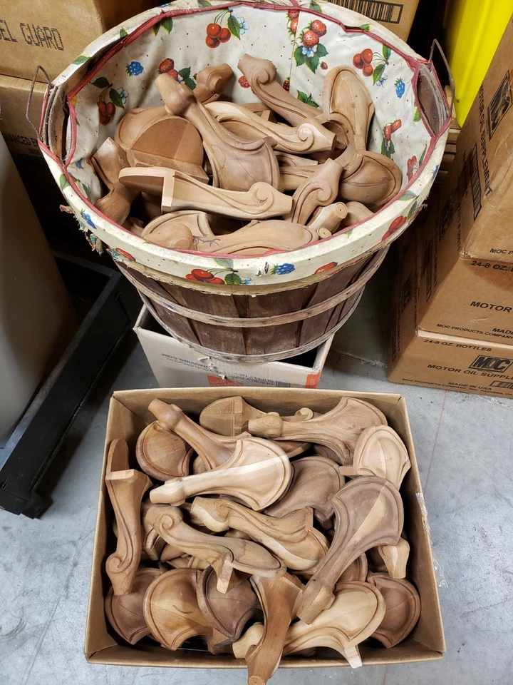 4-pc Ornate VTG UNUSED Unfinished Wooden Furniture Legs ~ Selected Randomly - Image 2 of 4