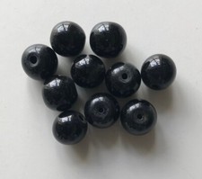 Pack of 10 Black Round 10mm Onyx Beads for Jewellery Making  (IN09)