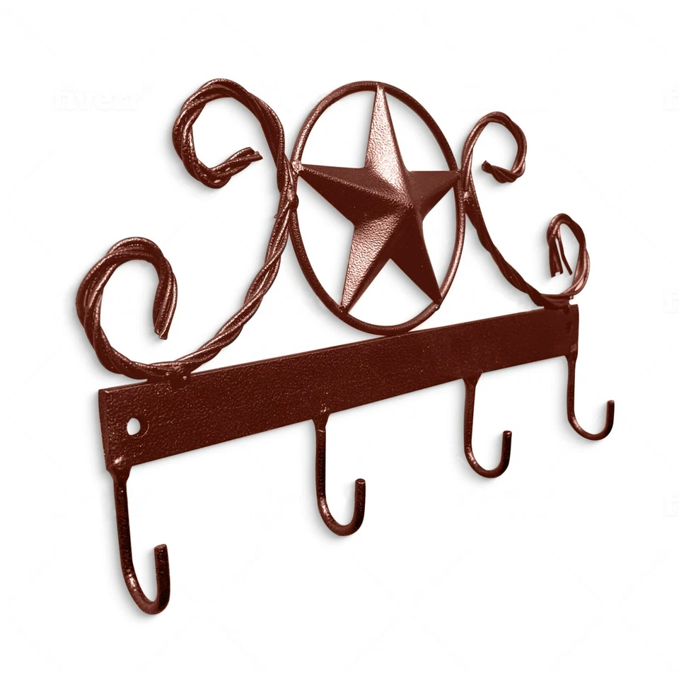 Texas Country Western Key Holder - Rustic Star Wall Décor Key Hanger for Home - Image 2 of 4