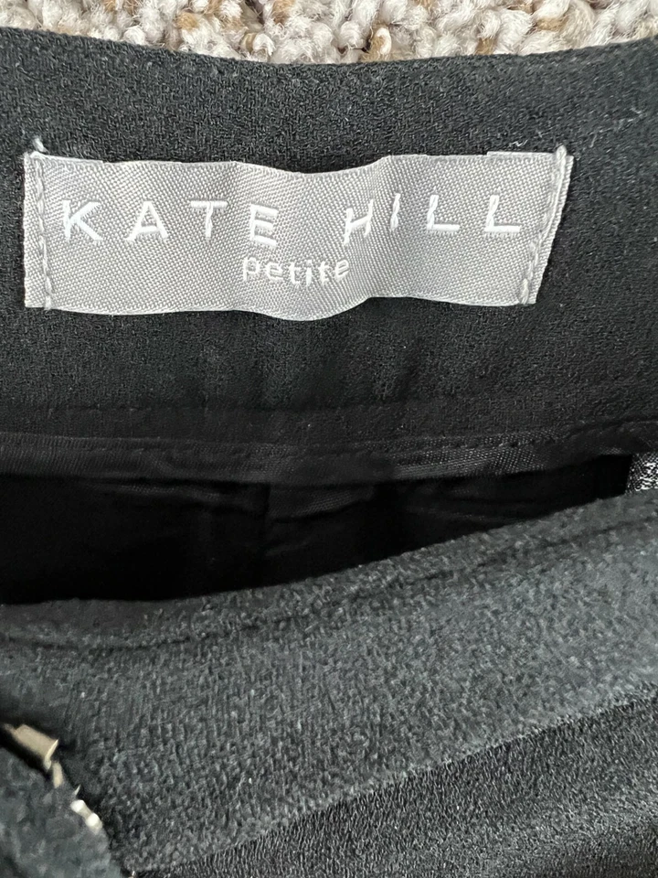 Pantalones de vestir Kate Hill para mujer talla 12P pequeños negros pierna recta pantalones de carrera Foto 3 de 4