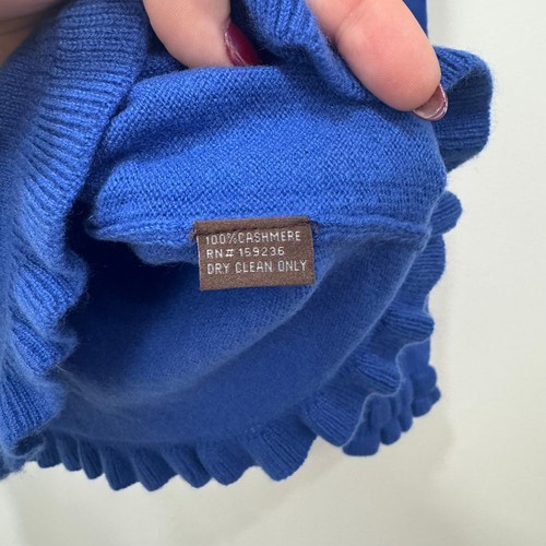 Maglione donna J Mclaughlin Setta piccolo blu royal cashmere manica lunga volant - Foto 4 di 6