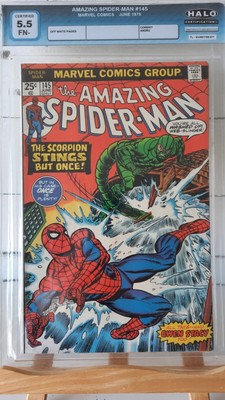 AMAZING  SPIDERMAN - 145 - 1963 SERIES - BRONZE AGE MARVEL COMICS - HALO 5.5