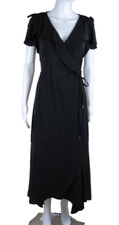 Bishop and Young Anthropologie Black Tara Wrap Dress size Small