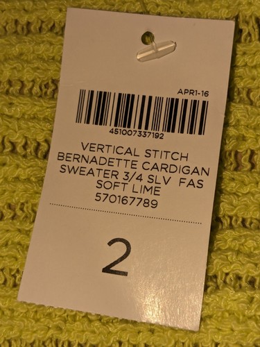 Chicos Soft Lime Vertical Stitch Bernadette Cardigan Open Shrug Sweater Womens 2 - Picture 12 of 15