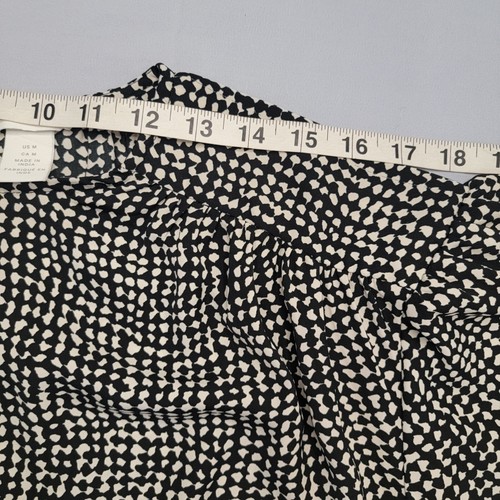 H&M Blouse Black Ivory Speckles Long Sleeve Officewear - Picture 12 of 21