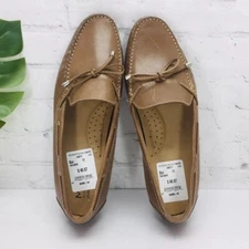 MARC JOSEPH Loafers Boat Shoes Women's 11 Rockaway Tan Napa Leather Bow BRAZIL