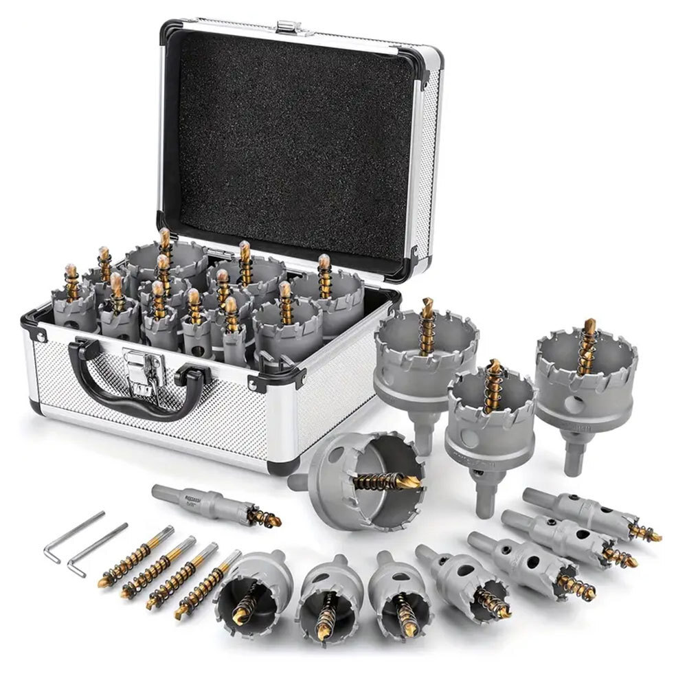 16Pcs Upgrade Heavy Duty Carbide Hole Saw Kit - Metal Steel Hole Saw Drill Bits