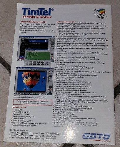 Notice Timtel - Le Minitel De Windows - Bon État - Photo 2/3
