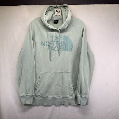 Women’s The North Face Hoodie Large Light Sage Green Thin Lightweight Fade 