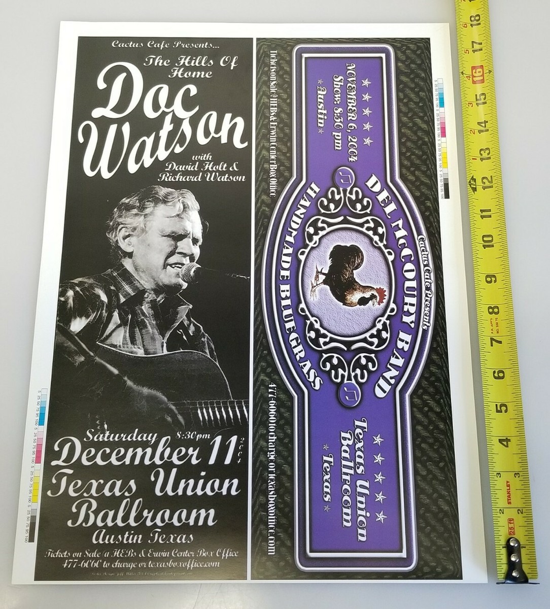 Doc Watson Del McCoury Band 2004 Texas Uncut Concert Poster 13.5
